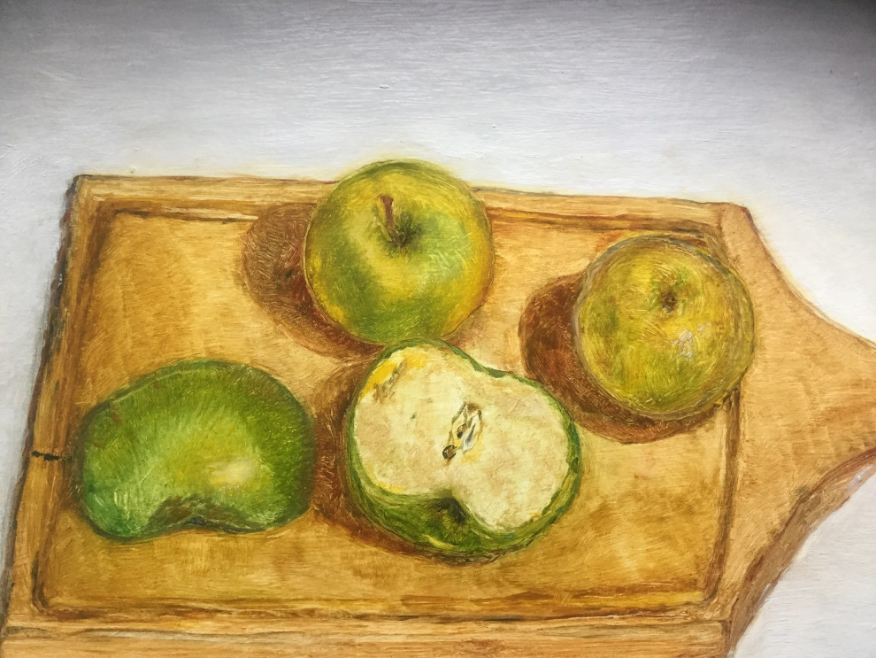 Картина "Этюд с желто-зелеными яблоками", автор Алексей Береговой
